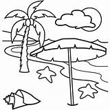 Coloring Beach Pages Tropical sketch template
