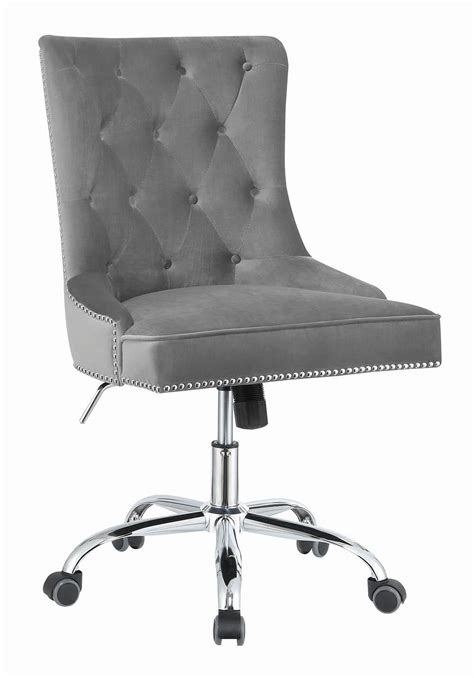 modern grey velvet office chair   coaster furniture