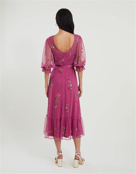 sabrina embellished midi dress pink evening dresses monsoon uk
