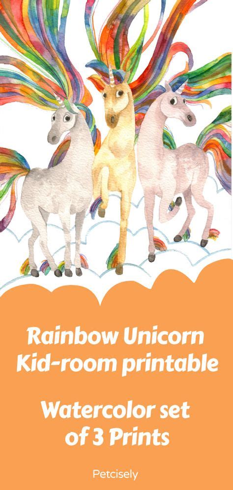 unicorn decor posters wall art prints set printable kids girls bedroom