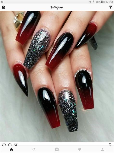 Red Black Ombre Nail Art Red Ombre Nails Fashion Nails Red Nails