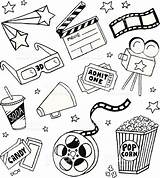 Movie Doodles Doodle Themed Pages Journal Bullet Film Drawings Easy Cute Choose Board Vector sketch template
