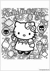 Kitty Hello Pages Coloring Color Holidays sketch template