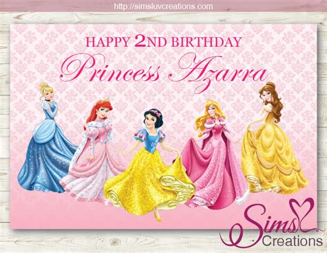 disney princess printable party backdrop banner royal birthday poste sims luv creations
