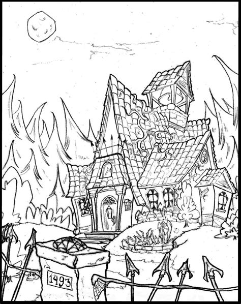 haunted house coloring pages printables  getcoloringscom