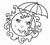 Coloring Summer Pages Printable Kids Seasons Sun Umbrella sketch template