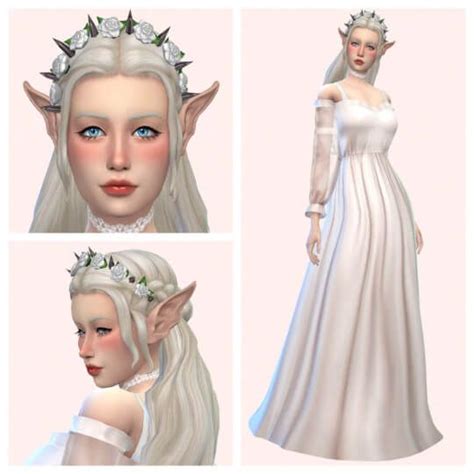 sims mods sims elf crown elf hair dead bride elf dress sims