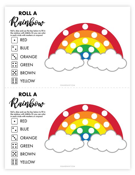 printable roll  rainbow game pjs  paint