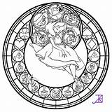 Coloring Stained Glass Pages Disney Alice Mandala Window Printable Wonderland Adult Beast Beauty Coloring4free Akili Amethyst Deviantart Coloriage Clipart Adults sketch template