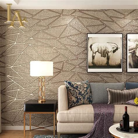 buy high quality thick flocked modern geometry  wallpaper  walls decor
