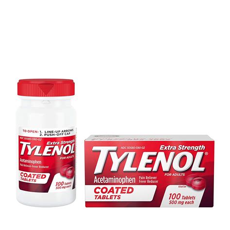 pack tylenol extra strength mg pain fever reducer  tablets