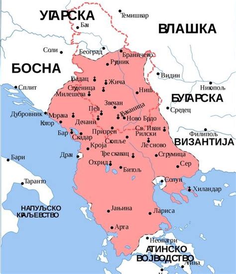 Karta Srbije U Vreme Cara Dusana Mapa Mcdonald