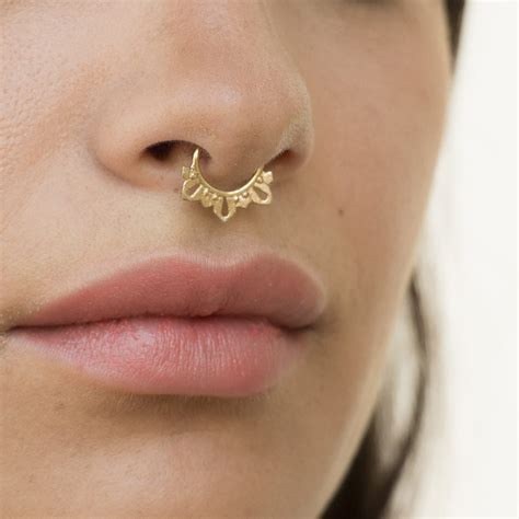 gold plated septum ring unique indian tribal style nose