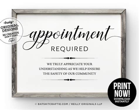 appointment required printable sign modern simple poster etsy