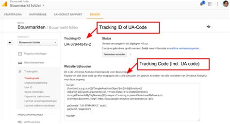 hoe kom ik aan mijn google analytics account id  tracking code optimize