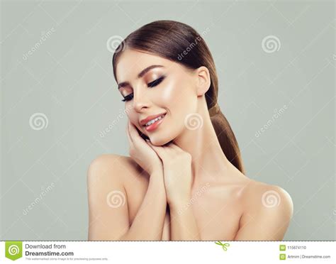 young beauty spa portrait  cute woman  clear skin stock photo