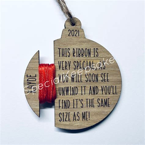 children kids personalised ribbon measurement growth year string bauble