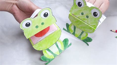 printable frog hand puppet paper craft  kids youtube