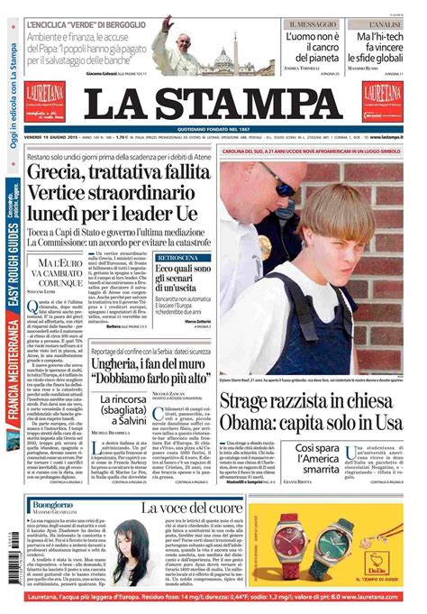 le prime pagine dei quotidiani che sono  edicola oggi  giugno  secolo ditalia