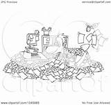 Clutter Cartoon Businessman Shoveling Office Through His Toonaday Royalty Outline Illustration Rf Clip Clipart 2021 sketch template