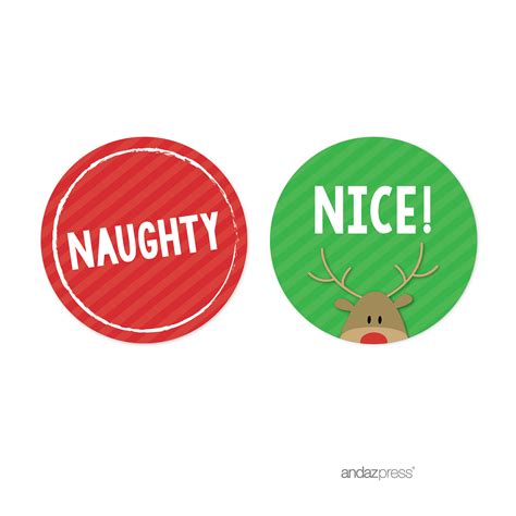 naughty  nice red green christmas  circle gift label stickers  pack walmartcom