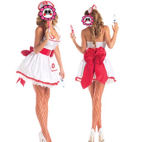 abbille female sexy cosplay women bowknot sexy nurse costume role