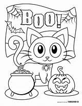 Halloween Coloring Pages Kids Kid Thanksgiving Spooky Boo Cat Big sketch template