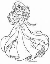 Ariel Coloring Pages Mermaid Dress Little Disneyclips Wearing sketch template