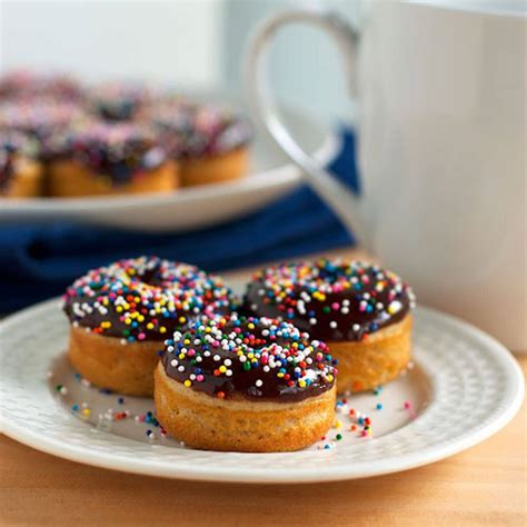Chocolate Glazed Baked Mini Donuts Recipe Pinch Of Yum