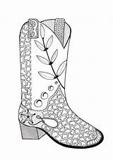 Cowboy Boot Adult Coloring Drawing Pages Line Boots Colouring Drawings Cowboys Favecrafts Clipart Getdrawings Paintingvalley Choose Board sketch template