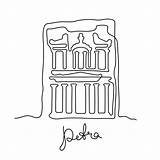 Petra Jordania Continuous Ejemplo Continua Línea Vectores sketch template