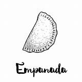 Empanada Isolated Amérique Icônes Animés Modèle Typique Dessiné Dessins Vectors Vectorielle Idéal Menus Forfaits Conceptions sketch template