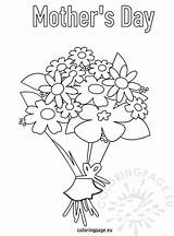Flowers Coloring Mother Pages Bouquet Mothers Flower Printable Cards Kids sketch template