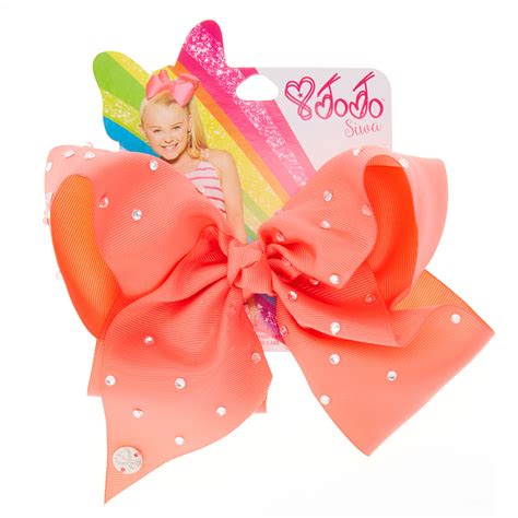 jojo siwa large rhinestone coral signature hair bow claire s