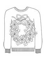Sweater Ugly Coloring Christmas Wreath Pages Sweaters Colouring Motif Printable Template Drawing Holiday Paper Nutcracker sketch template