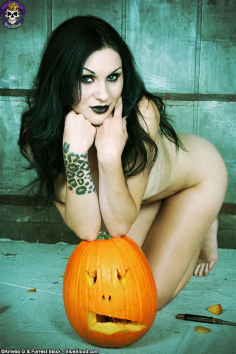 gothicsluts jenny trouble classic gothic halloween pin up babe with her pumpkin nude gallery
