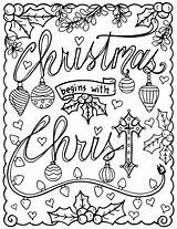 Christmas Religious Coloring Christian Cards Printable Card Color Printablee Tree Via sketch template