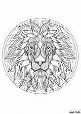 Lion Mandala Head Coloring Difficult Mandalas Majestic Complex sketch template