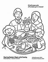 Coloring Family Dinner Pages Kids Color Drawing Restaurant Thanksgiving Meal Christmas Printable Sharing Eating Cameo Easter Sheets Clip sketch template