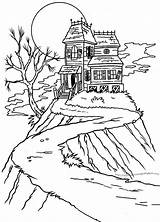 Haunted House Halloween Coloring Drawing Pages Color Printable Mansion Print Hill Colorings Simple Cartoon Mansions Spooky Sheets Colouring Kids Houses sketch template