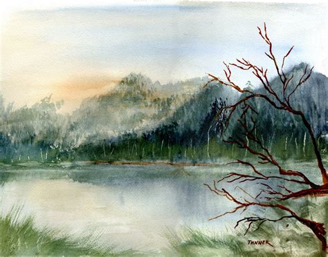 original art watercolor painting landscape painting scenic