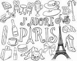 Coloriage Objets Imprimer Ausmalbilder Jadore Doodle Frankreich Eiffel Parisian Frühstück sketch template