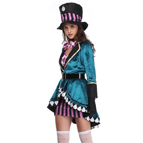 7pcs Sexy Alice Mini Dress And Lapel Coat Wonderland Magician Adult