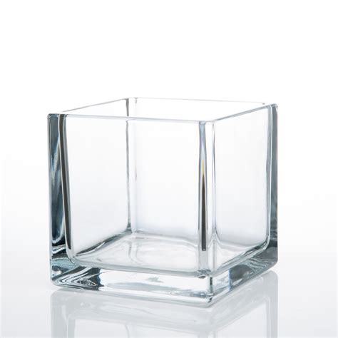 12 Clear Glass 5 Square Vases