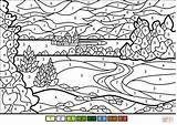 Number Color Coloring Landscape Summer Pages Worksheets Paint Sheets Numbers Printable Supercoloring Nature Adult Difficult Easy Super Drawing Beautiful Beach sketch template