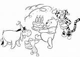 Pages Birthday Coloring Pooh Winnie Printable Color Card sketch template