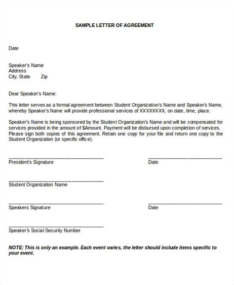 agreement letter formats   ms word google docs pages