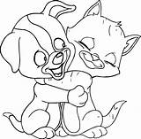 Hug Hugging Wecoloringpage Catdog Katze Chien Katzen sketch template