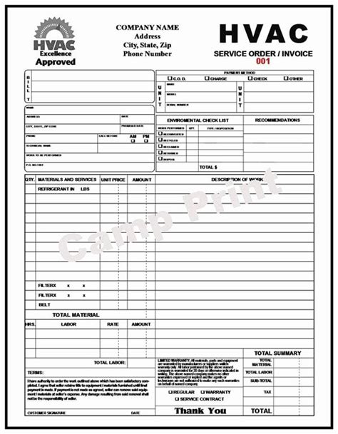 printable hvac proposal forms