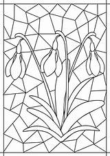 Mosaic Coloring Pages Flower Book Glass sketch template